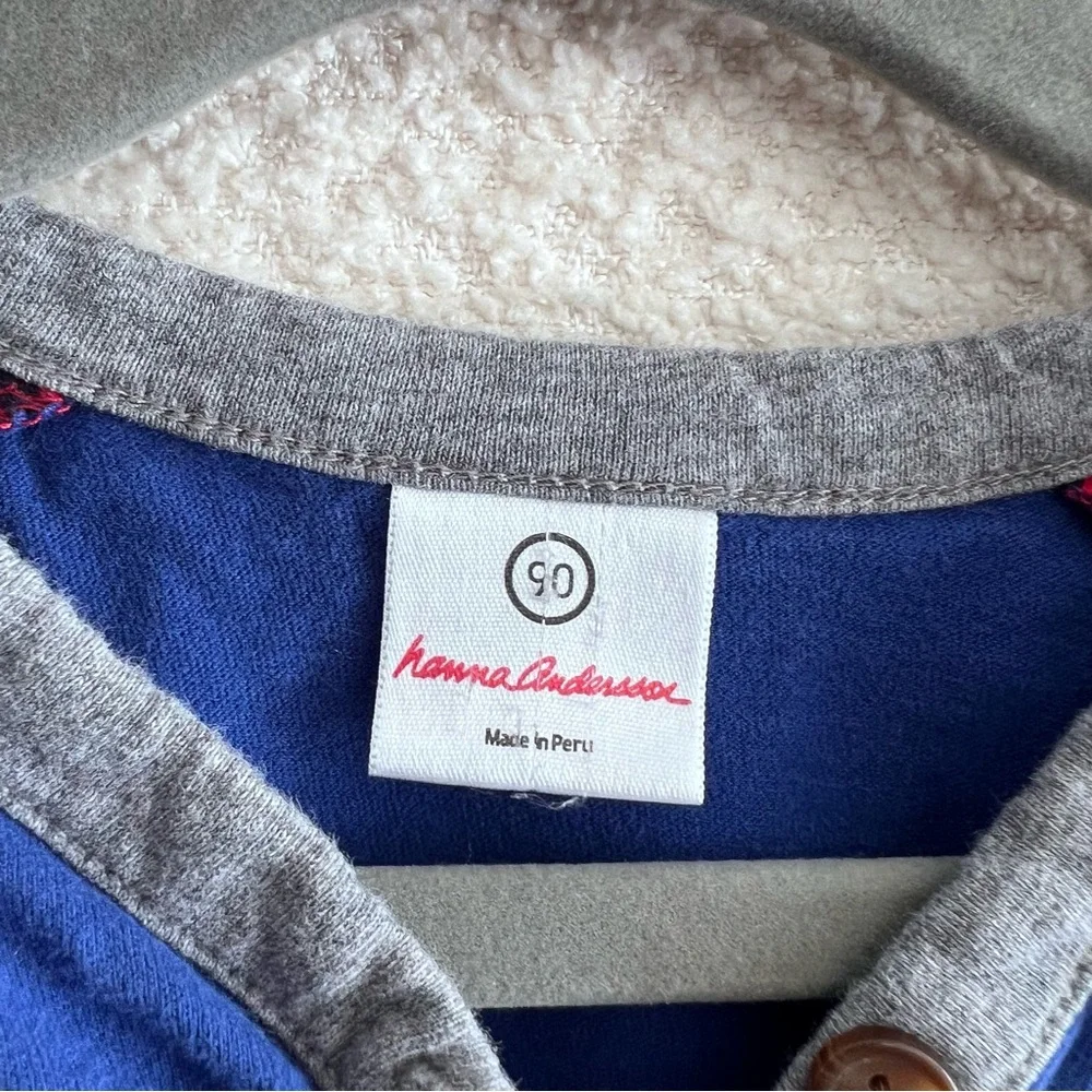 Hanna Andersson Toddler Henley Stripes Blue‎ Red Shirt Size 3T